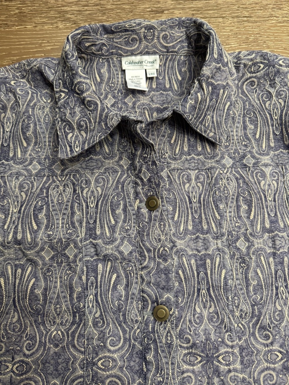 Coldwater Creek Paisley Cropped Jacket purple Boho Vintage Style Size L - Picture 4 of 5